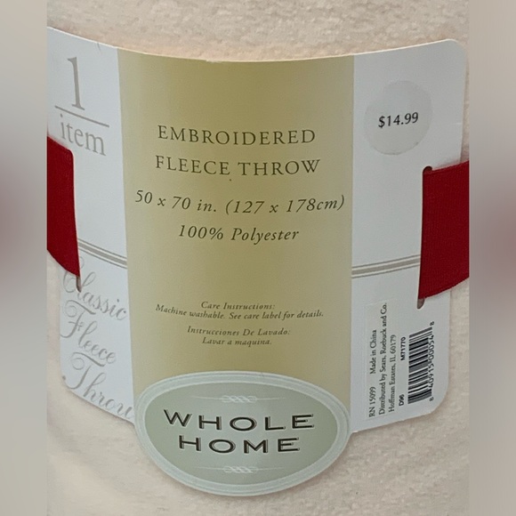 NWT SEARS WHOLE HOME COLLECTION EMBROIDERED FLEECE FALL THROW - 50”x 70” - Picture 3 of 7